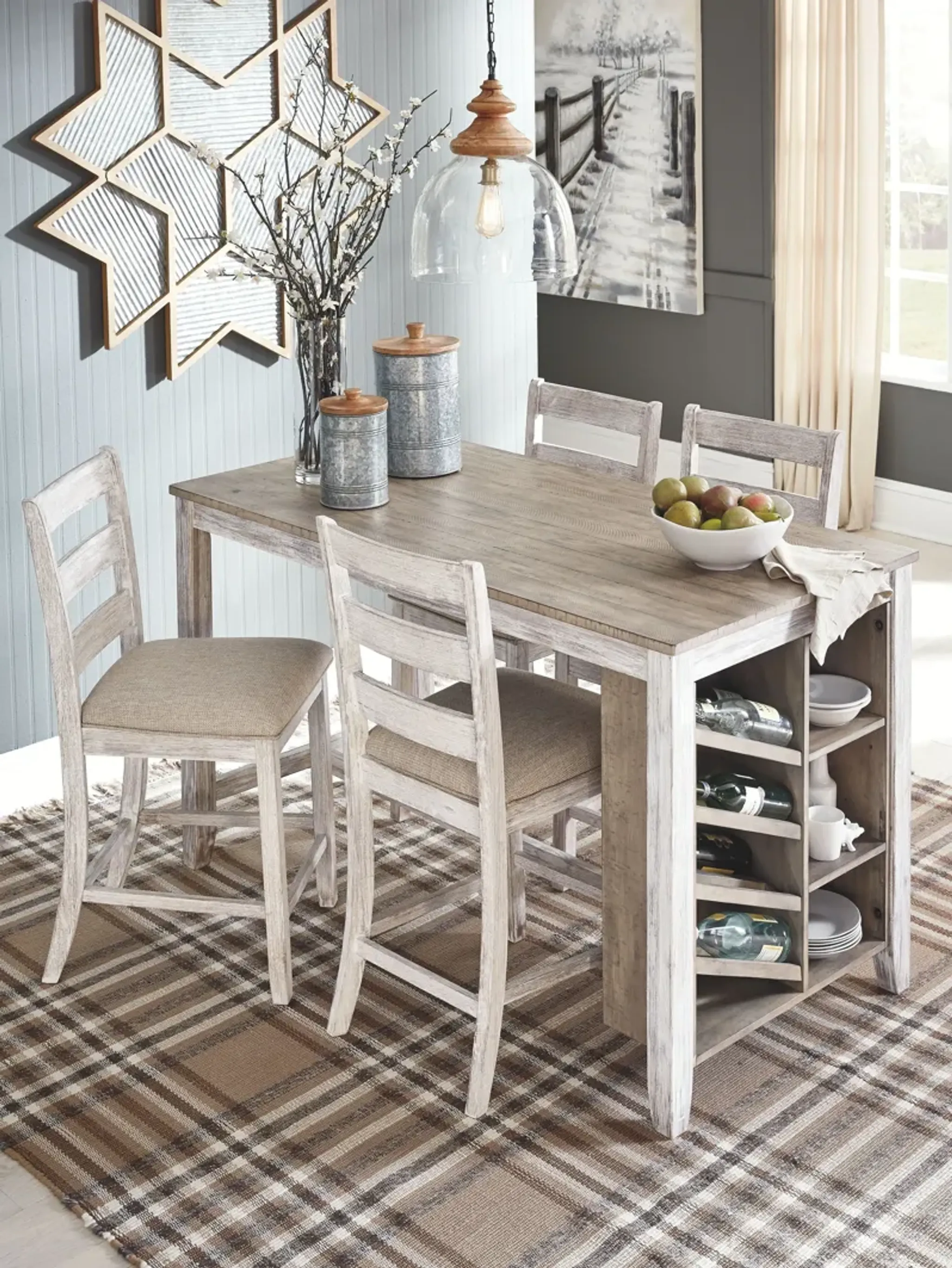 Skempton Rectangular Counter Table With Storage Set Bel Furniture ...