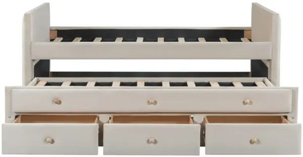 Upholstered Daybed With Trundle And Drawers