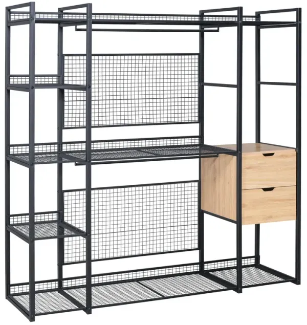 Open Style Wardrobe With Hanging Rails, Shelves And Drawers