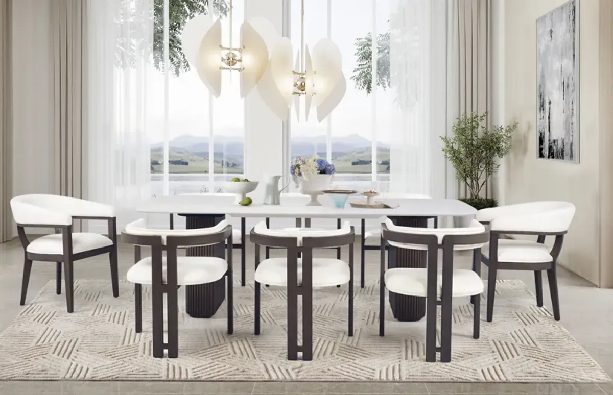 9-Piece Modern Dining Set with Marble Table Top