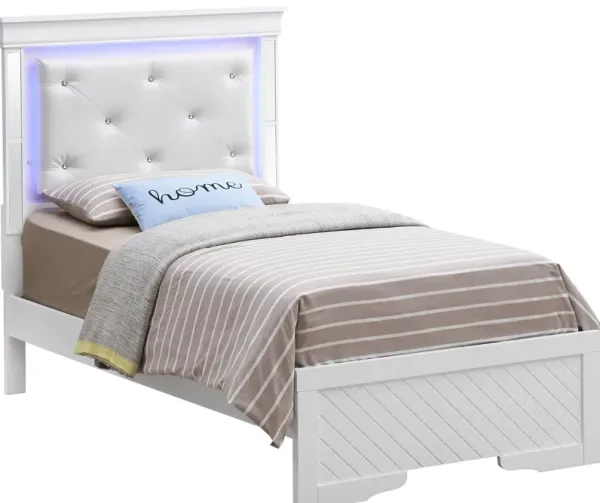 Bed With LED Light Accents Headboard