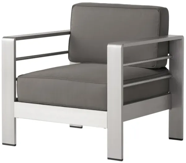 Outdoor Aluminum Club Chair With Cushion - Gray
