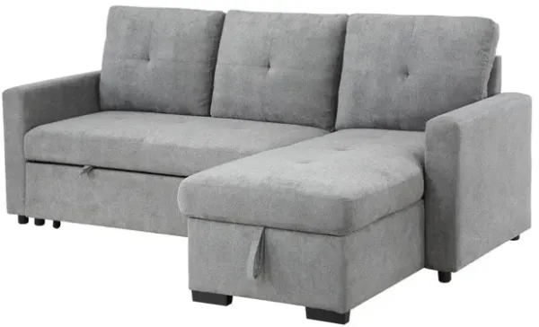 Serenity - Fabric Reversible Sleeper Sectional Sofa With Storage Chaise - Gray