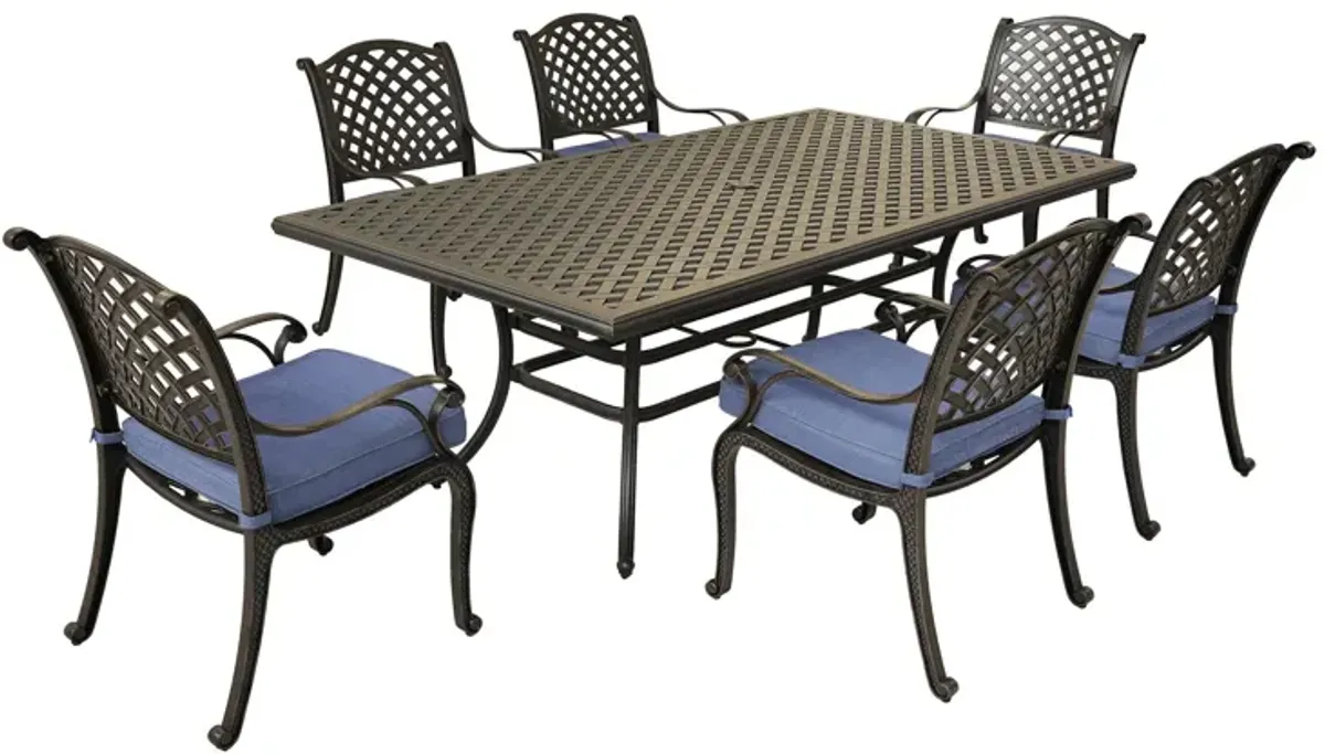 Rectangular 6 Person 85.83" Long Dining Set With Cushions