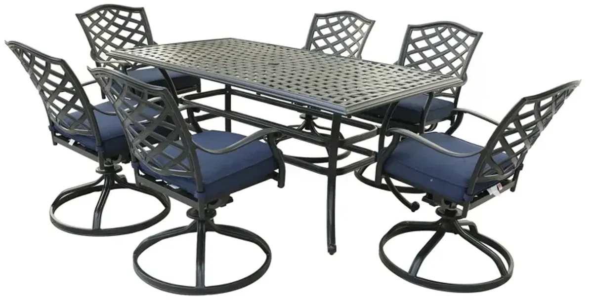 Rectangular Aluminum Dining Set With Cushions