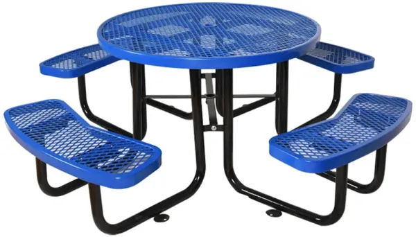 Round Outdoor Steel Picnic Table With Umbrella Pole