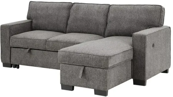 Estelle - Fabric Reversible Sleeper Sectional With Storage Chaise Drop-Down Table 2 Cup Holders And 2 USB Ports
