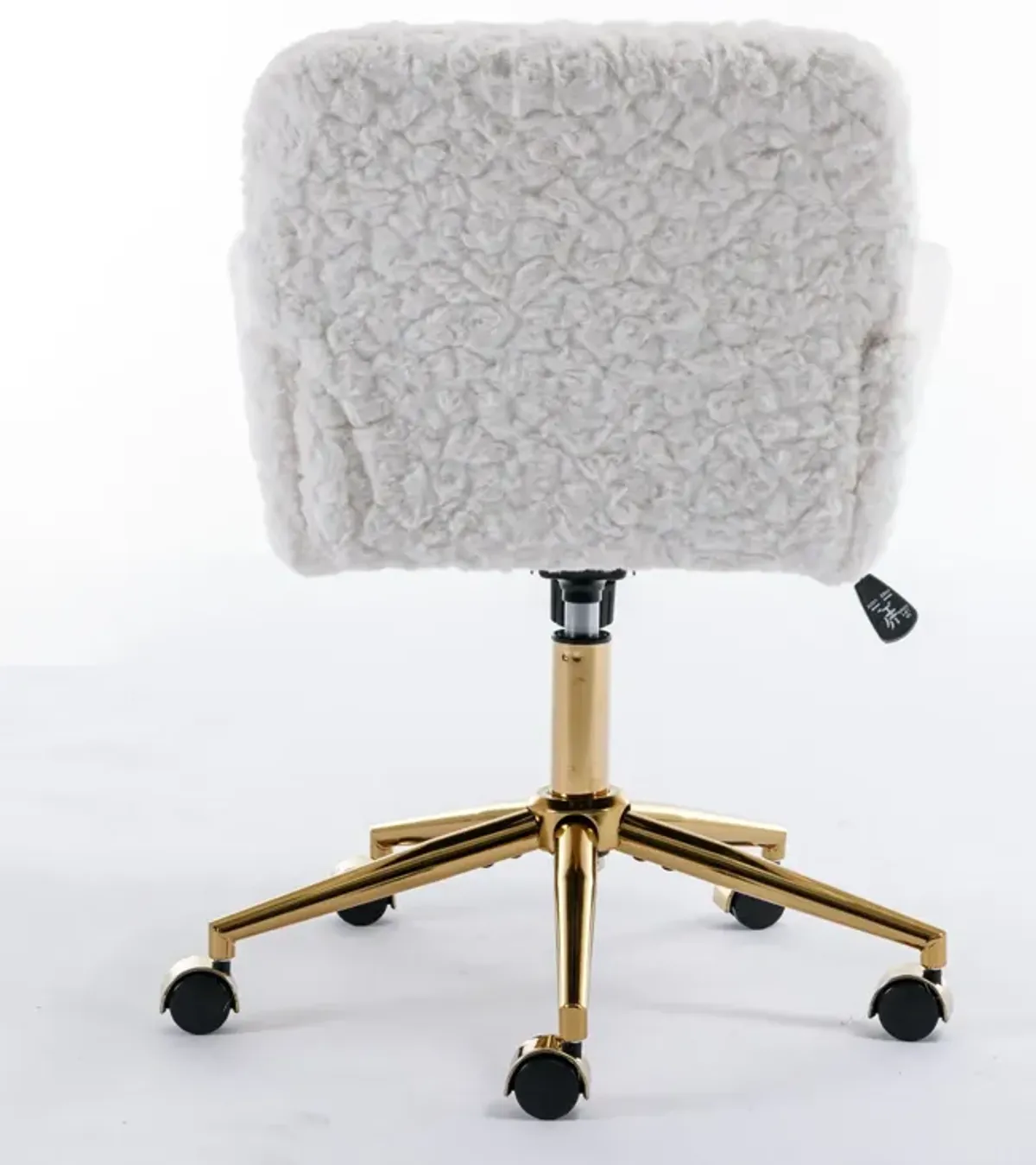 Office Chair, Artificial Rabbit Hair Home Office Chair With Golden Metal Base, Adjustable Desk Chair Swivel Office Chair, Vanity Chair
