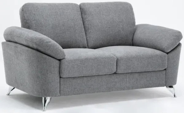 Villanelle - Loveseat With Chrome Finish Legs - Light Gray