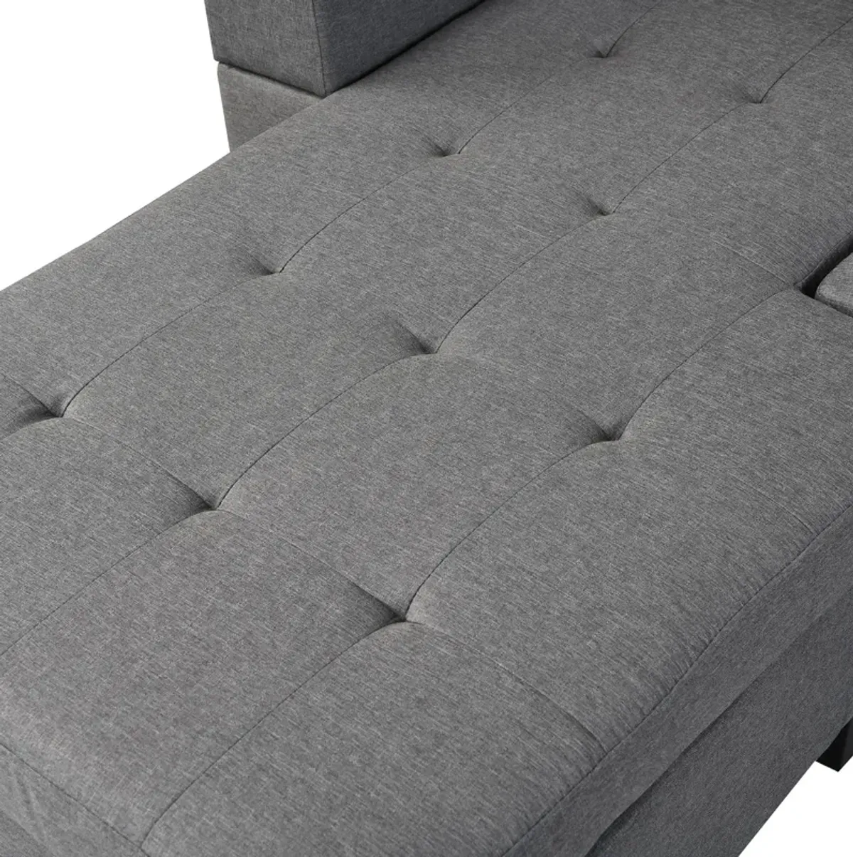 Lucas - Linen Sleeper Sectional Sofa With Reversible Storage Chaise ...