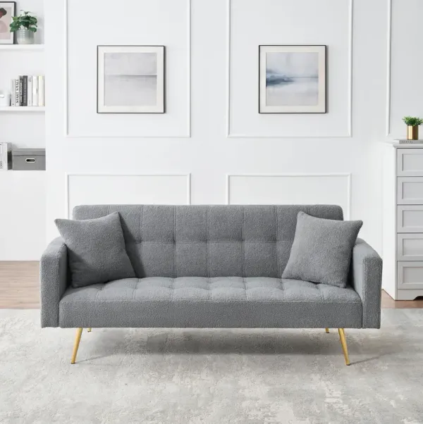 Teddy Fleece Sofa Bed Bring Two Throw Pillows