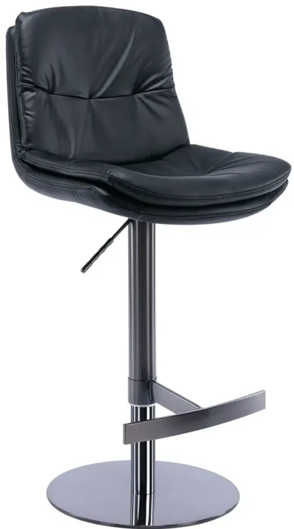 Swivel Bar Stool, Black Titanium Stainless Steel Base And Footrest, Grade, Faux Leather Bar Chair With Backrest
