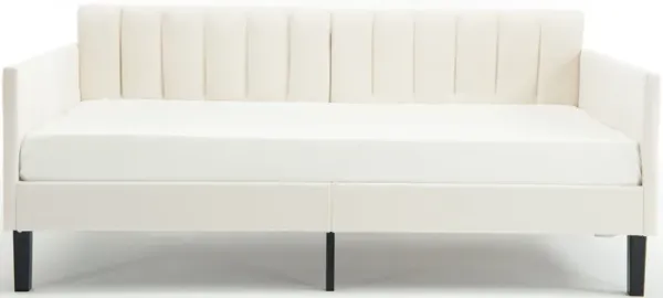 Elena - Boucle Upholstered Daybed, Ribbed Tufted Backrest