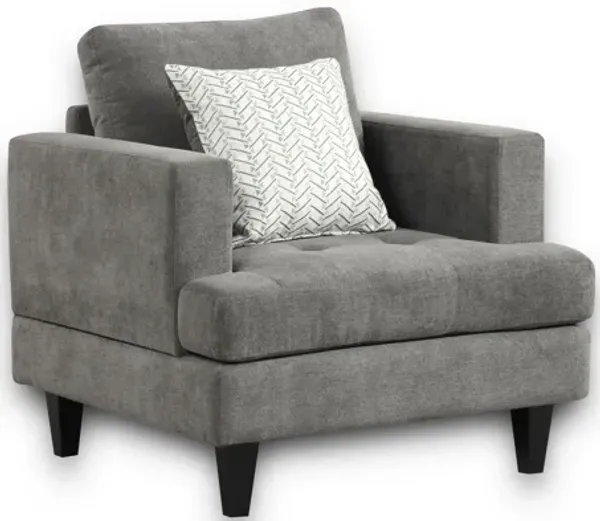Callaway - Chenille Chair With Throw Pillow - Gray