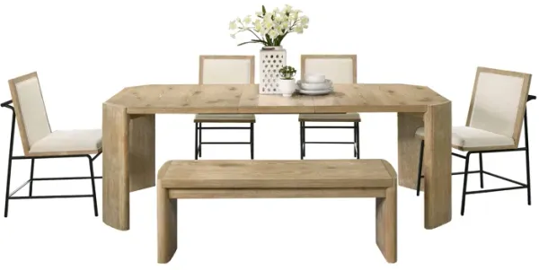 Magnus - 6 Piece Extendable Rectangular Dining Table Set With Dining Bench - Oak