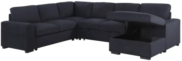 Selene II - Woven Fabric Sleeper Sectional Sofa With Right Facing Storage Chaise - Dark Gray