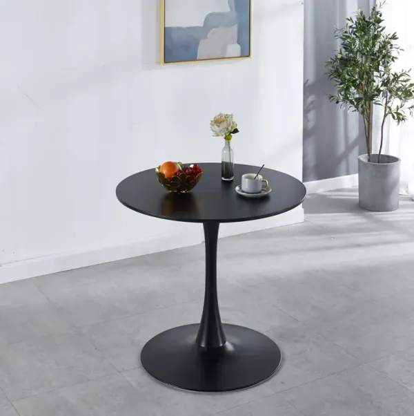 31.5" Tulip Table Mid-Century Dining Table For 2-4 People With Round MDF Table Top, Pedestal Dining Table, End Table Leisure Coffee Table - Black