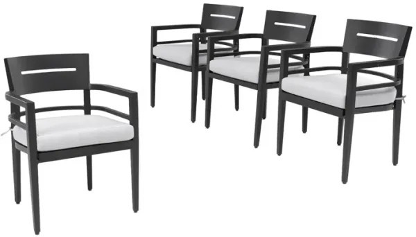 Outdoor Patio Aluminum Stationary Dining Chairs With Outdoor-Grade Sunbrella Fabric Cushions, Tapered Feet (Set of 4)