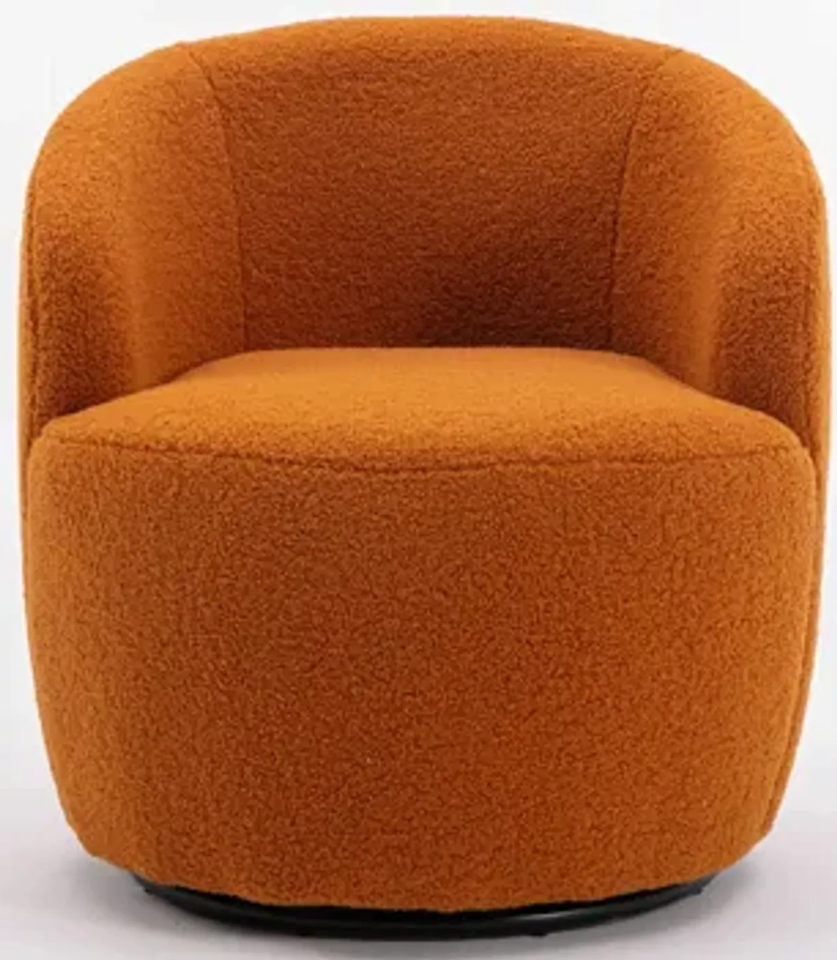 Teddy Fabric Swivel Accent Armchair Barrel Chair With Powder Coating Metal Ring