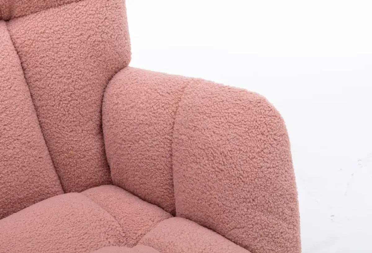 Mid Century Modern Teddy Fabric Tufted Upholstered Rocking Chair Padded Seat For Living Room Bedroom