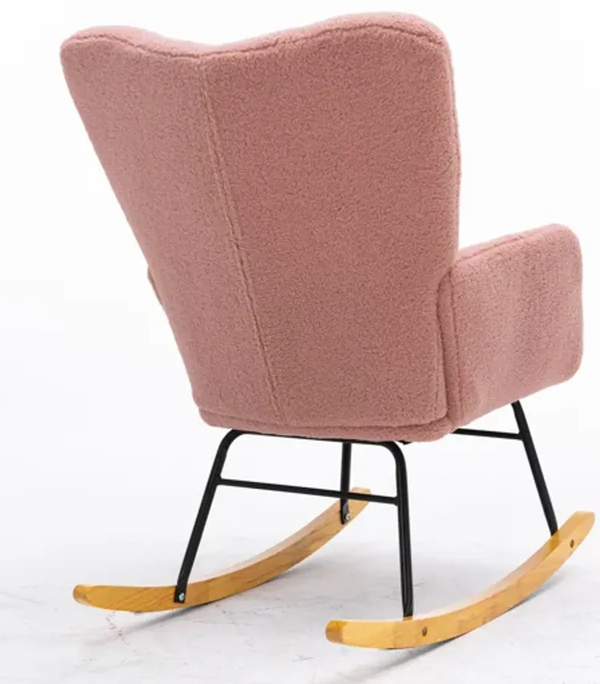 Mid Century Modern Teddy Fabric Tufted Upholstered Rocking Chair Padded Seat For Living Room Bedroom