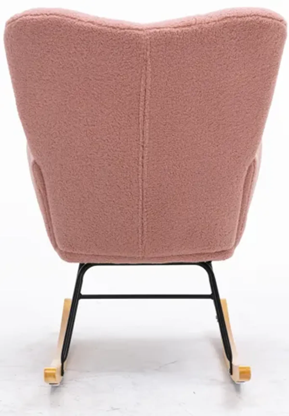 Mid Century Modern Teddy Fabric Tufted Upholstered Rocking Chair Padded Seat For Living Room Bedroom