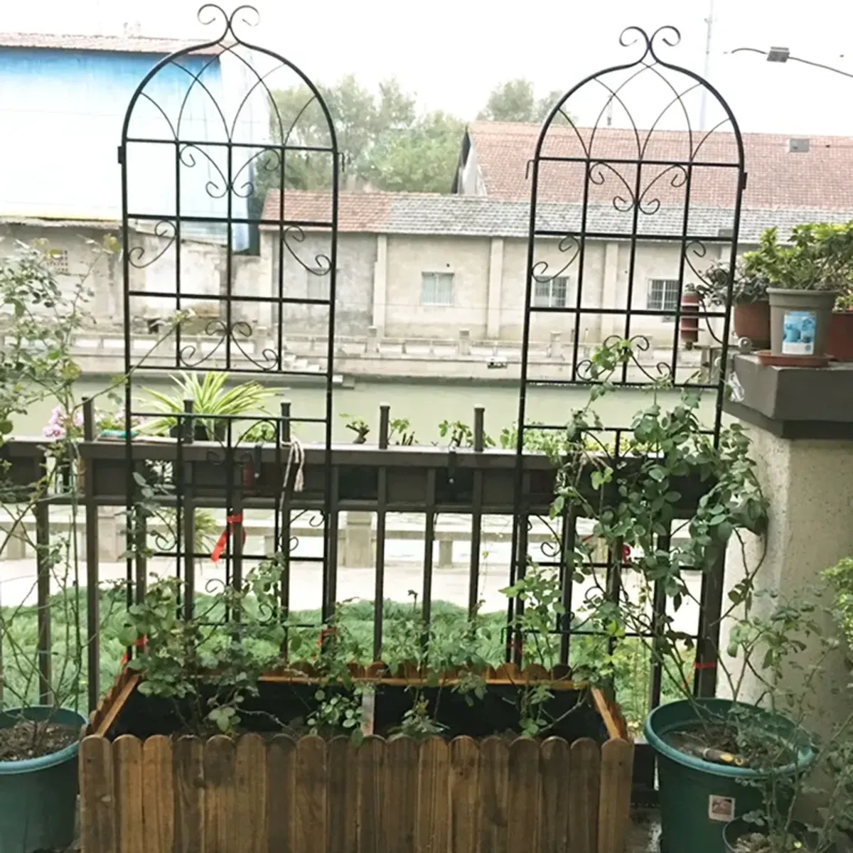 Metal Garden Rustproof Trellis For Climbing Plants Outdoor Flower Support