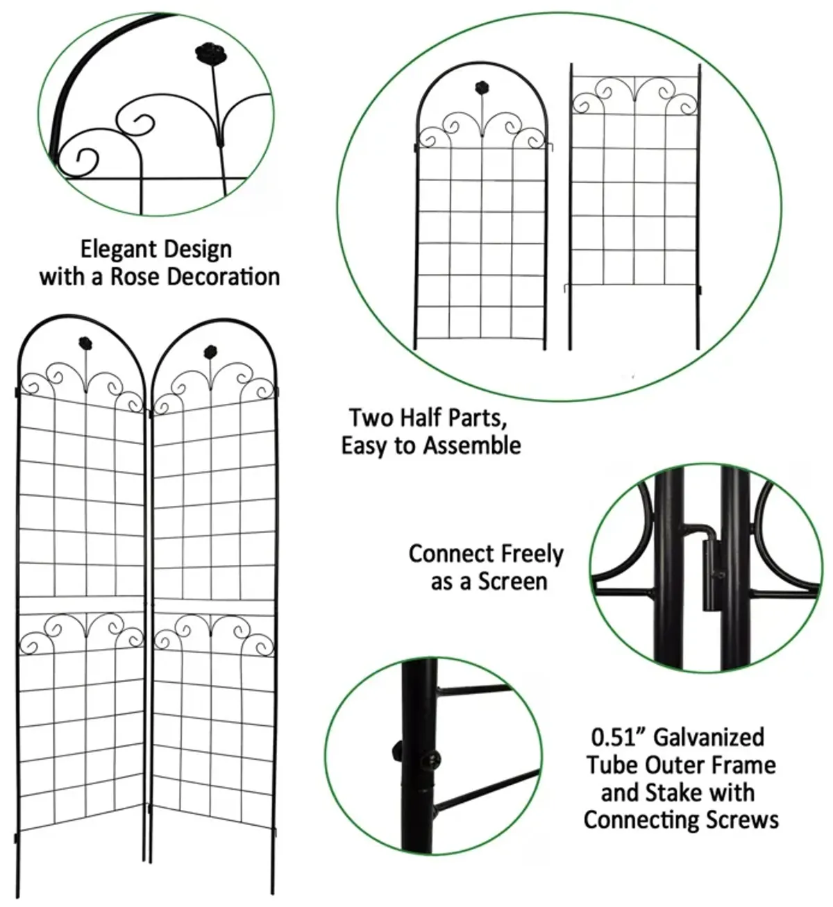 Metal Garden Trellis For Climbing Plants Outdoor Rustproof Plant Support Rose Trellis Netting Trellis