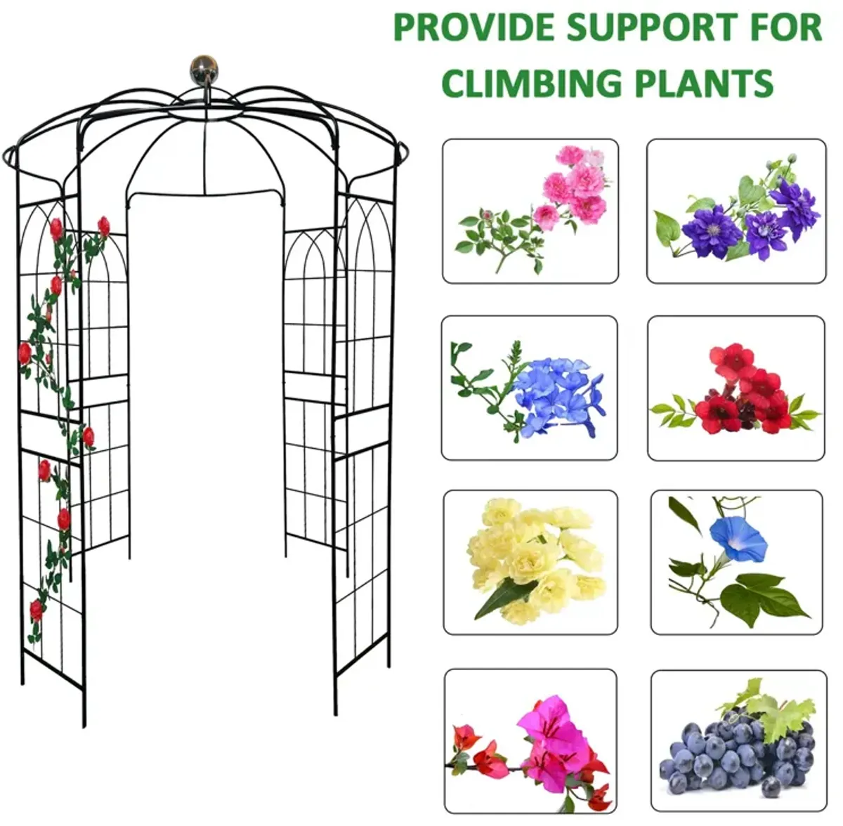Metal Garden Arch Iron Garden Arbors Gazebo Dia High Birdcage Shape Pergola Pavilion For Wedding Ceremony
