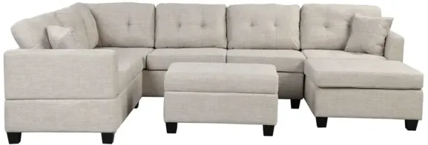 Oversized Sectional Sofa With Storage Ottoman, U-Shaped Sectional Couch With 2 Throw Pillows For Large Space Dorm Apartment