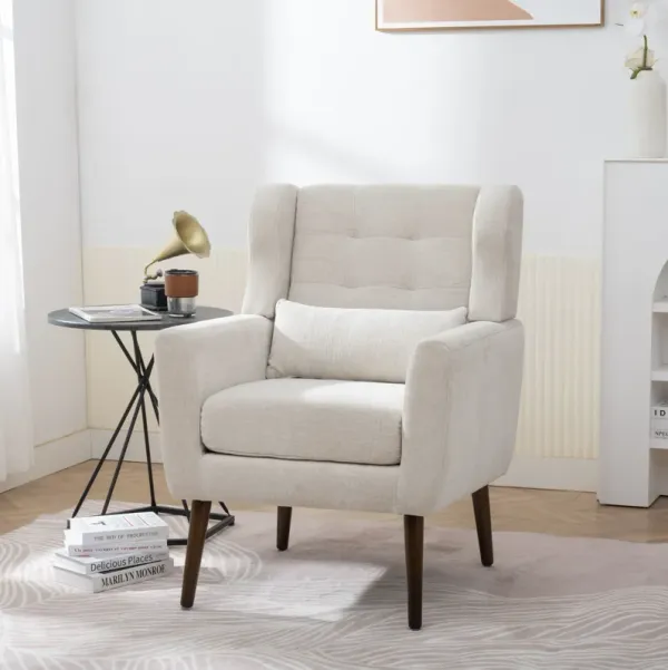 Modern Accent Chair Upholstered Foam Filled Living Room Chairs Comfy Reading Chair Mid-Century Modern Chair With Chenille Fabric Lounge Arm Chairs Armchair For Living Room Bedroom