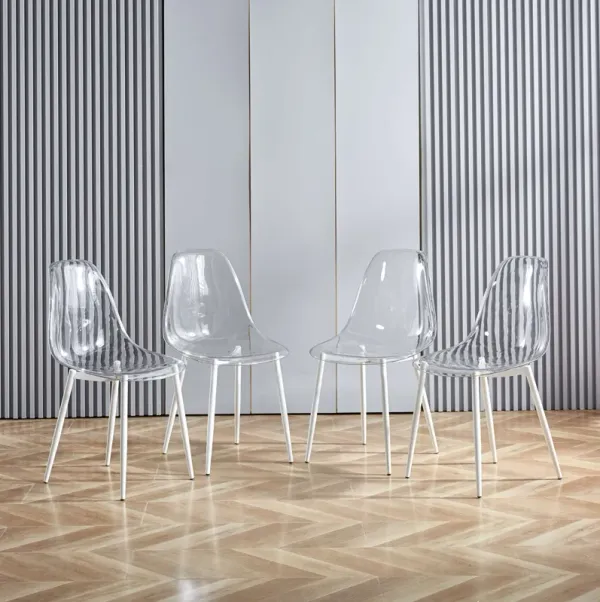 Dining Chair, Metal Leg, Plastic Seat (Set of 4)