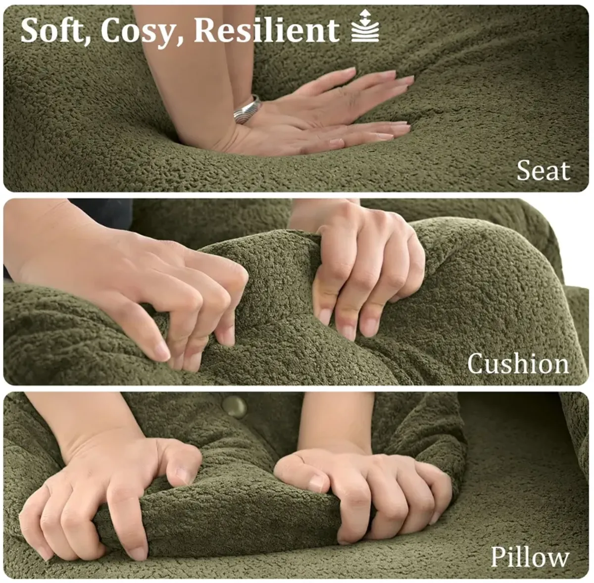 Modern Lamb Wool Sofa With Decorative Throw Pillows For Small Spaces