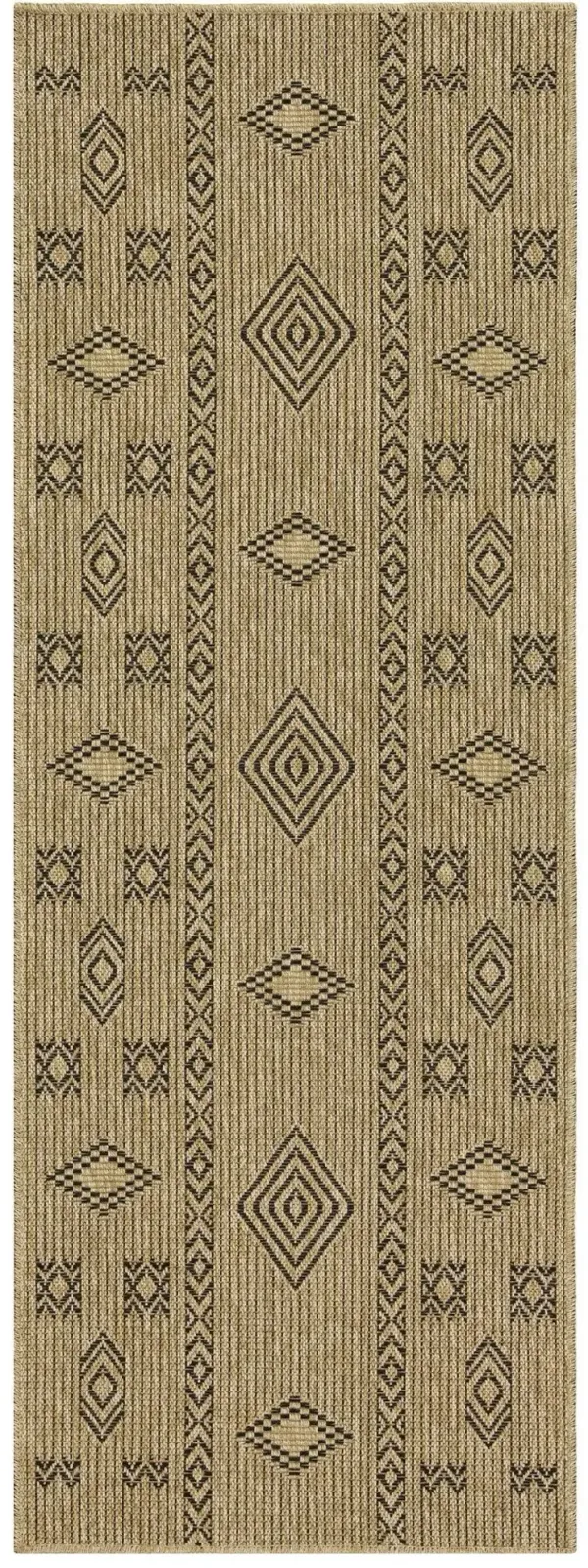 Earth - 2'7" X 7'3" Indoor, Outdoor Area Rug - Jute / Black