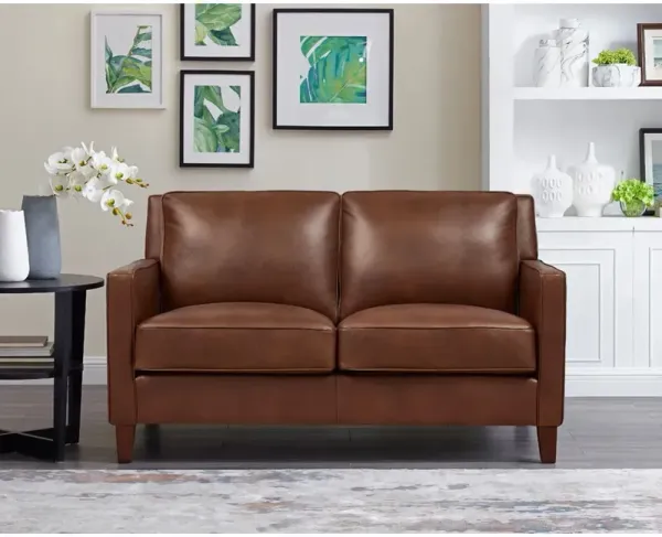 Ashby - Leather Loveseat - Pecan