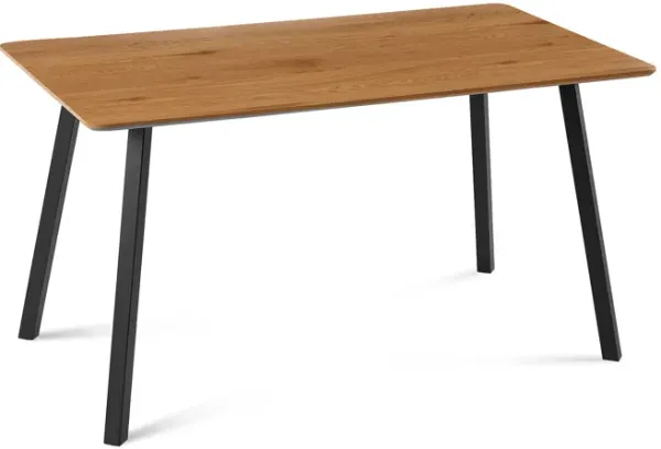 Modern Design Rectangle MDF Restaurant Wooden Dining Table With Metal Frame - Walnut