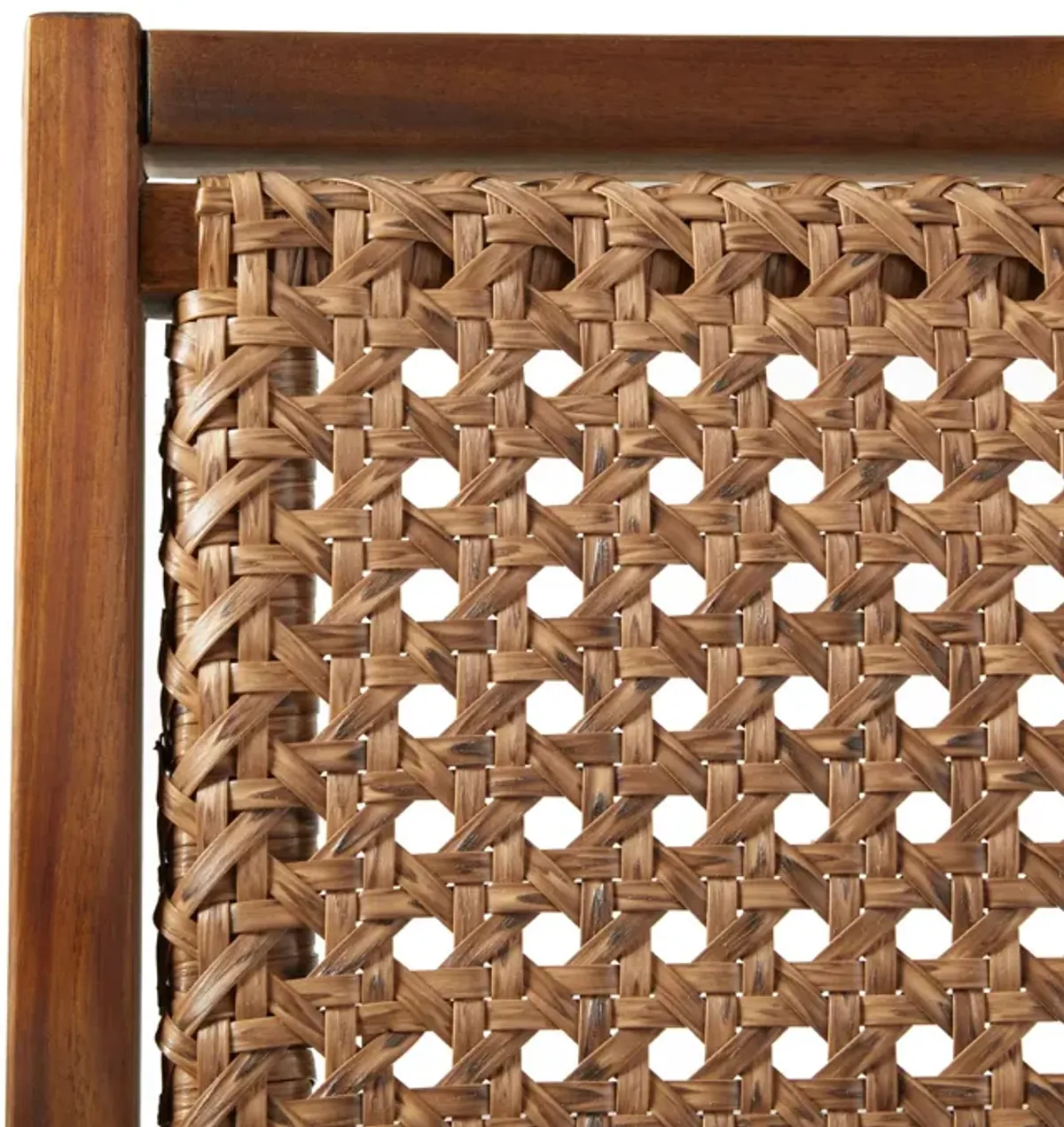 Coastal Solid Wood And Rattan Outdoor Accent Chair - Dark Brown