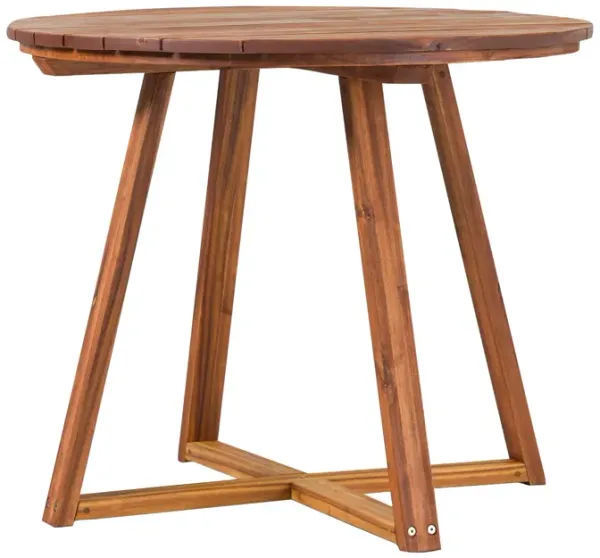 Contemporary Solid Wood Slat Top Round Patio Dining Table - Black Wash