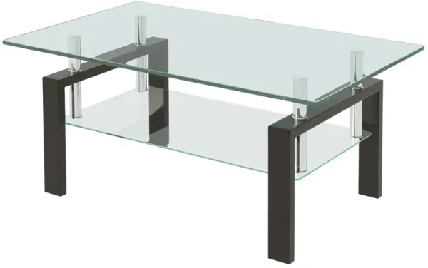 Tempered Clear Glass Coffee Table, 2-Layers Coffee Table Living Room Center Table