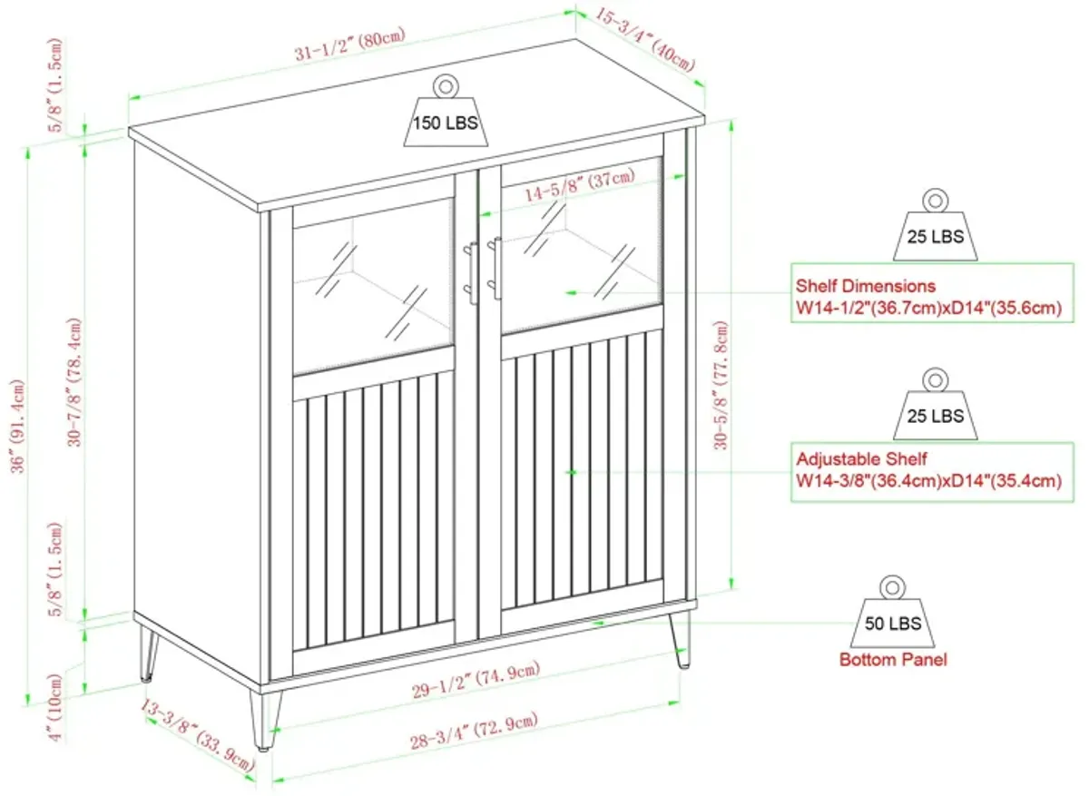 Modern Grooved Door Accent Cabinet