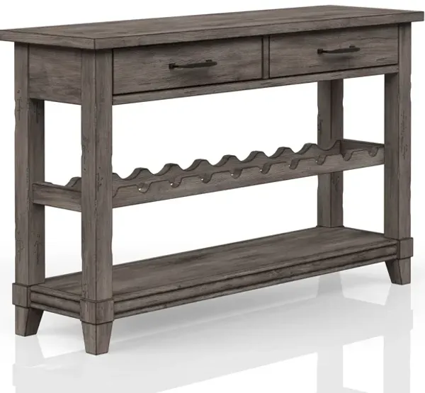 Console Table With Wine Bottle Storage Storage Drawers - Gray