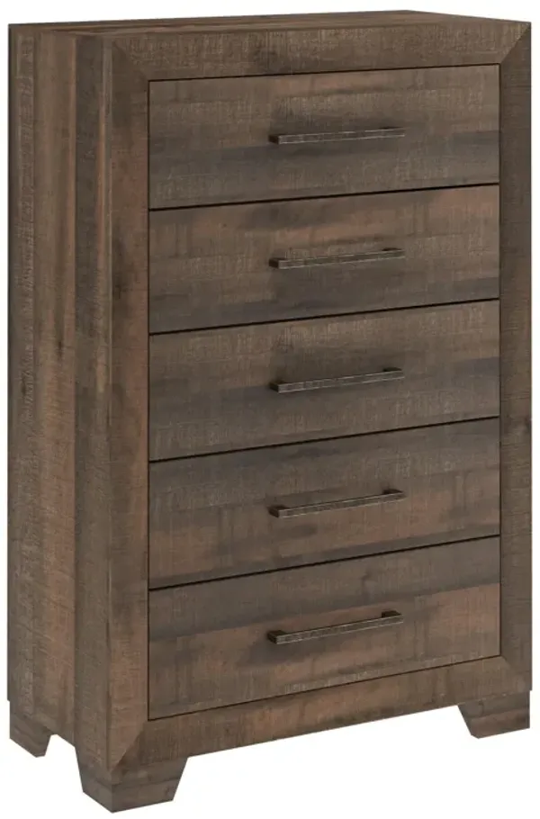 Plinz - 5 Drawer Chest - Brown