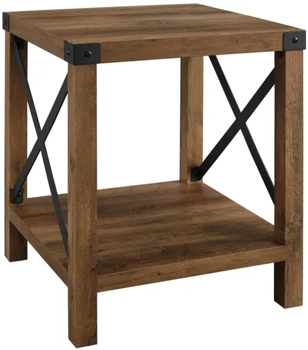 Farmhouse Metal X Table With Lower Shelf