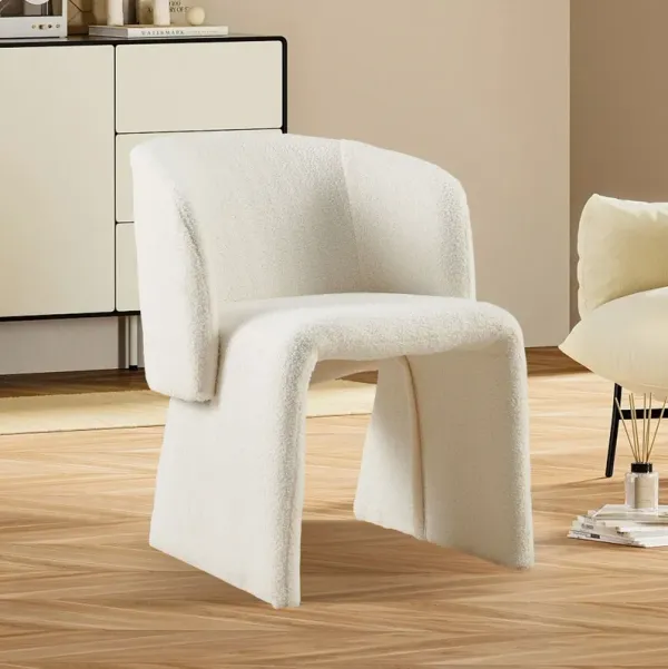 Modern Accent Chair Brown Single Sofa Chair, Upholstered Side Chair Teddy Comfy Chair For Dining Room / Bedroom / Living Room / Reception