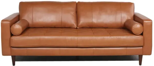 Mid-Century Tufted, Leather Sofa