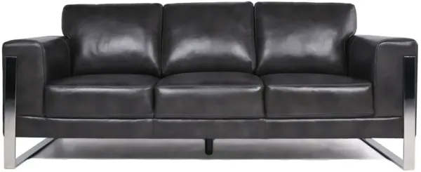 Modern Leather Metal Leg Sofa