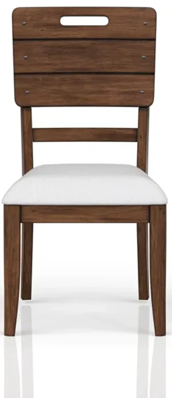 Casual Side Dining Chair Contrasting Upholstered Seat (Set of 2) - Brown