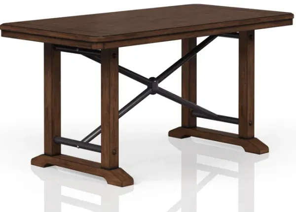 Casual Counter Height Double Pedestal Dining Table - Brown