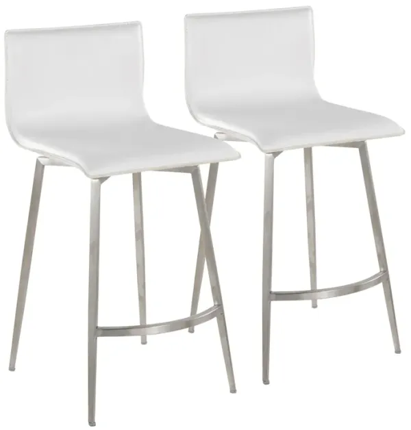 Mara - Upholstered Contemporary Fixed Height Counter Stool With Swivel (Set of 2) - White