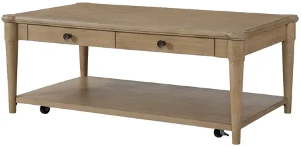 Cocktail Table With Two Storage Drawers And Casters